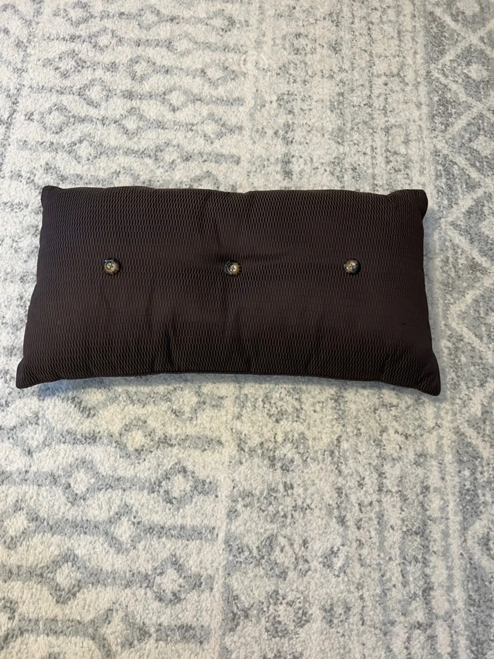 Decorative Brown Tufted Lumbar Pillow with Button Detail